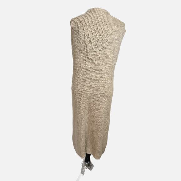 Anthropologie Akemi + Kin Long Kimono Vest OS Tan Cream Sleeveless Knit Cardigan - Picture 5 of 15